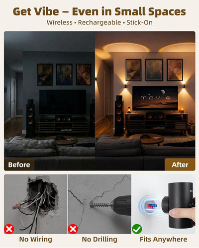 Aplique pared sensor movimiento control remoto LED negro