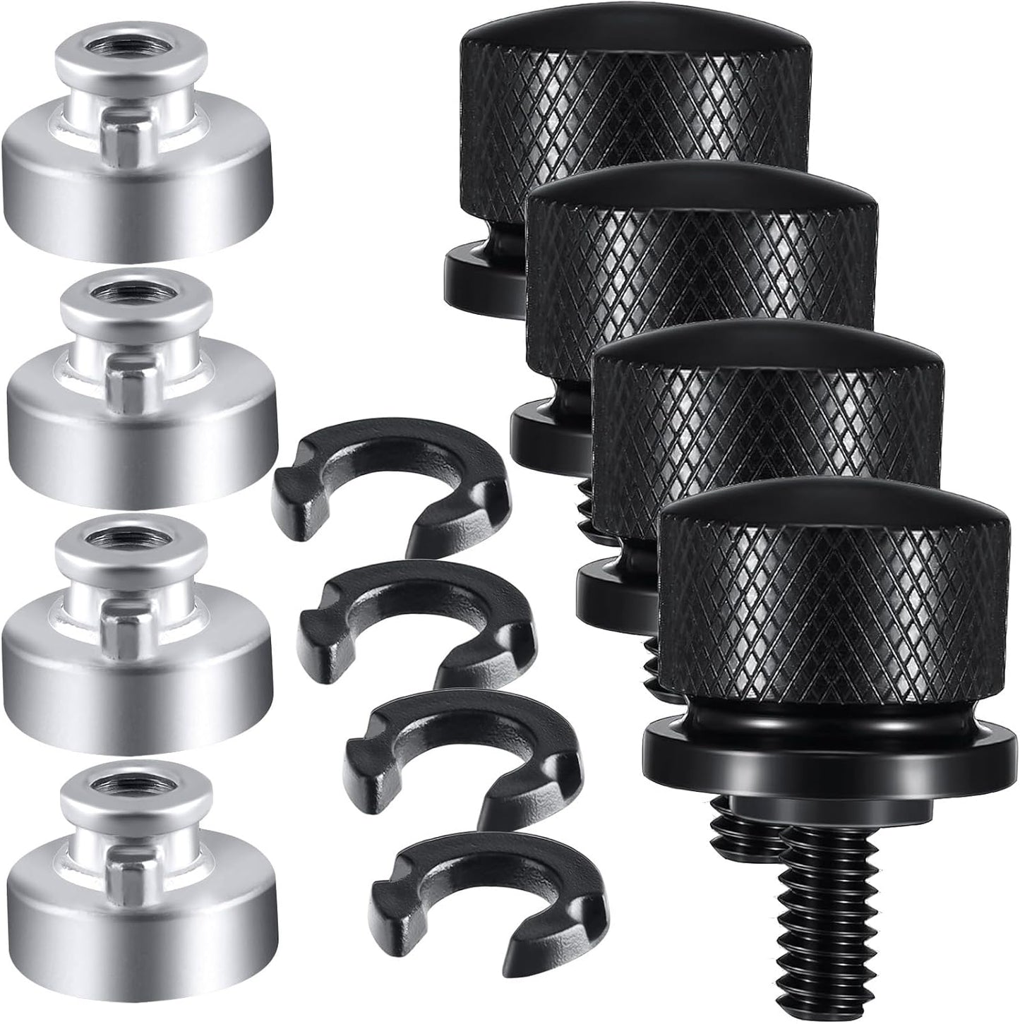 Kit 8 tuercas asiento 1/4-20 comp Harley-Davidson negro
