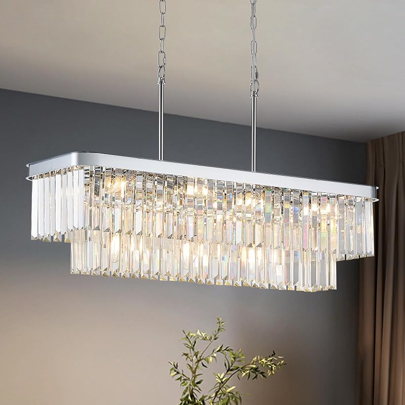 Candelabro rectangular 11 luces cristal K9 cocina