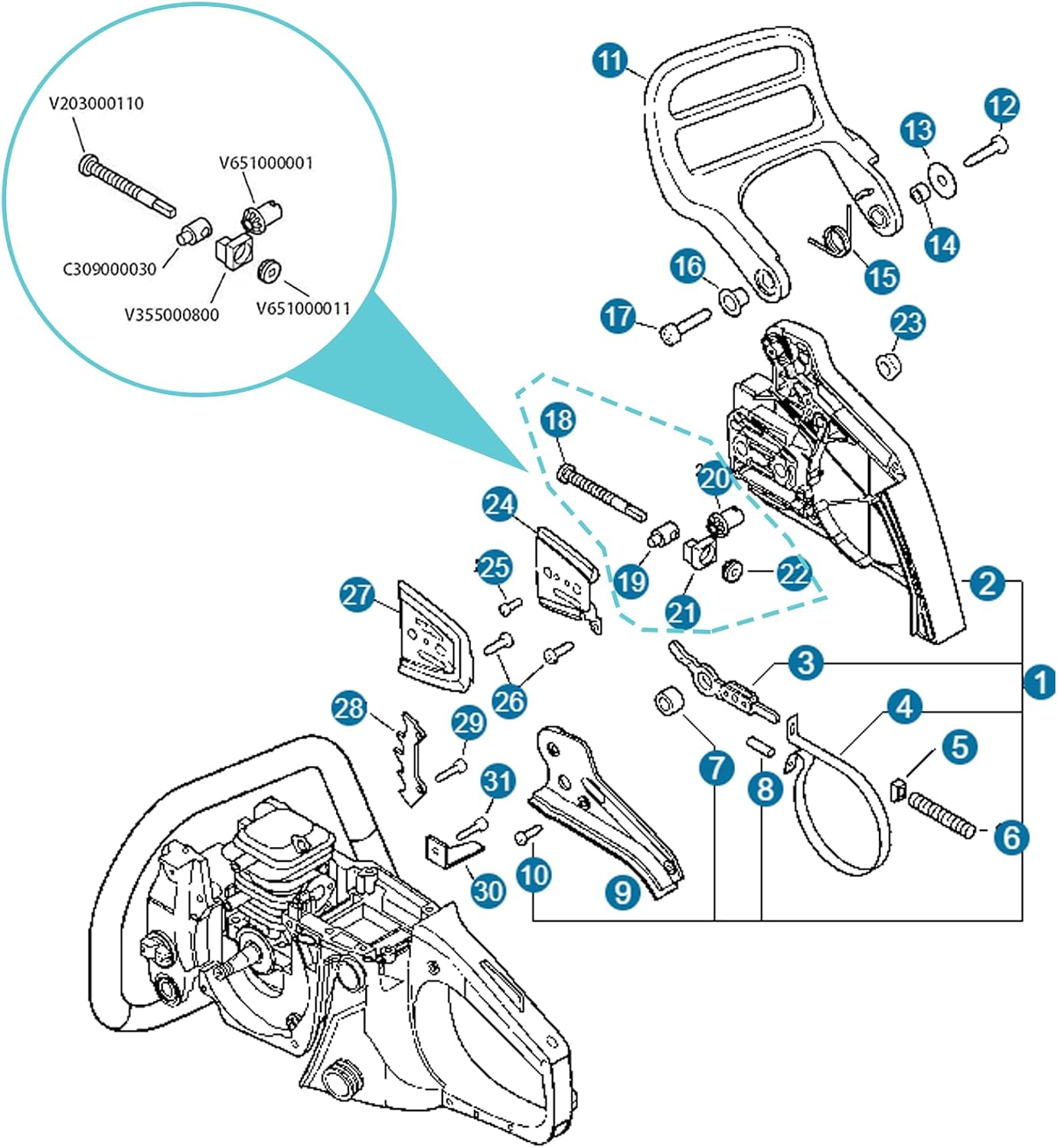 2 Kits Ajustador Tensor Cadena Motosierra Echo