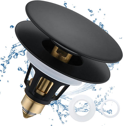 Tapón drenaje baño desplegable 1.1-1.5pulg acero inox negro