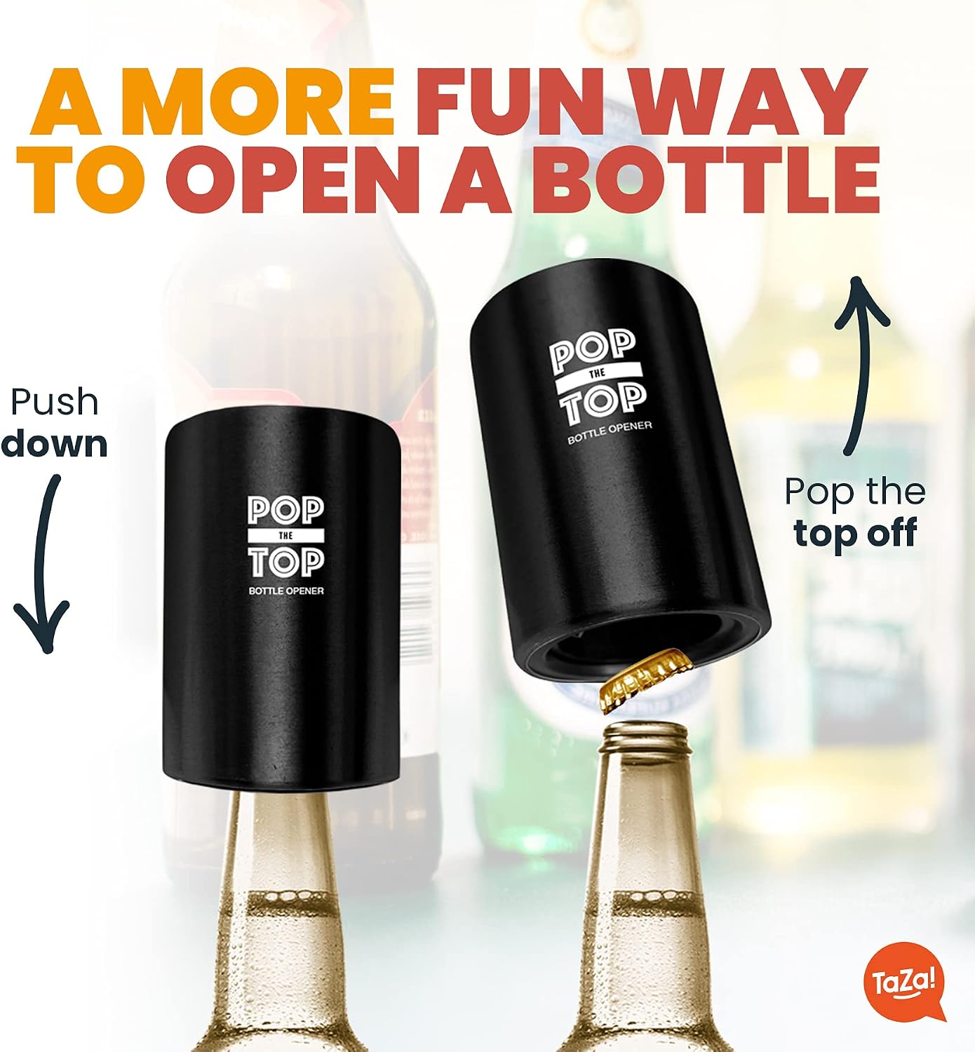 Abridor automático de tapas de botellas negra