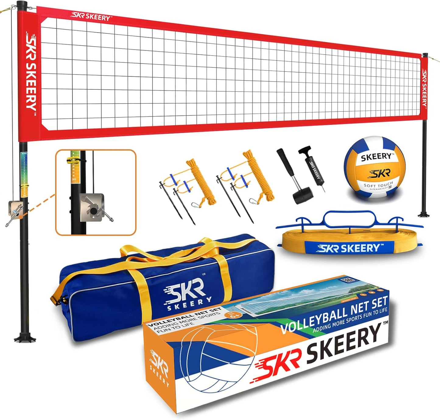 Set red voleibol aluminio ajustable anti-hundimiento
