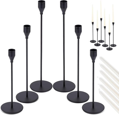 Portavelas metal mate 6 pzas 3 tamaños cónicas bodas