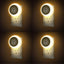 Luz Nocturna LED Sensor Automático Pared Pack 4 Blanco Cálido