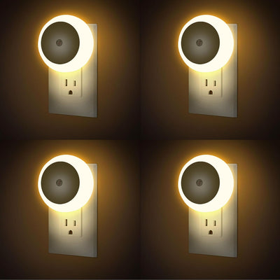 Luz Nocturna LED Sensor Automático Pared Pack 4 Blanco Cálido