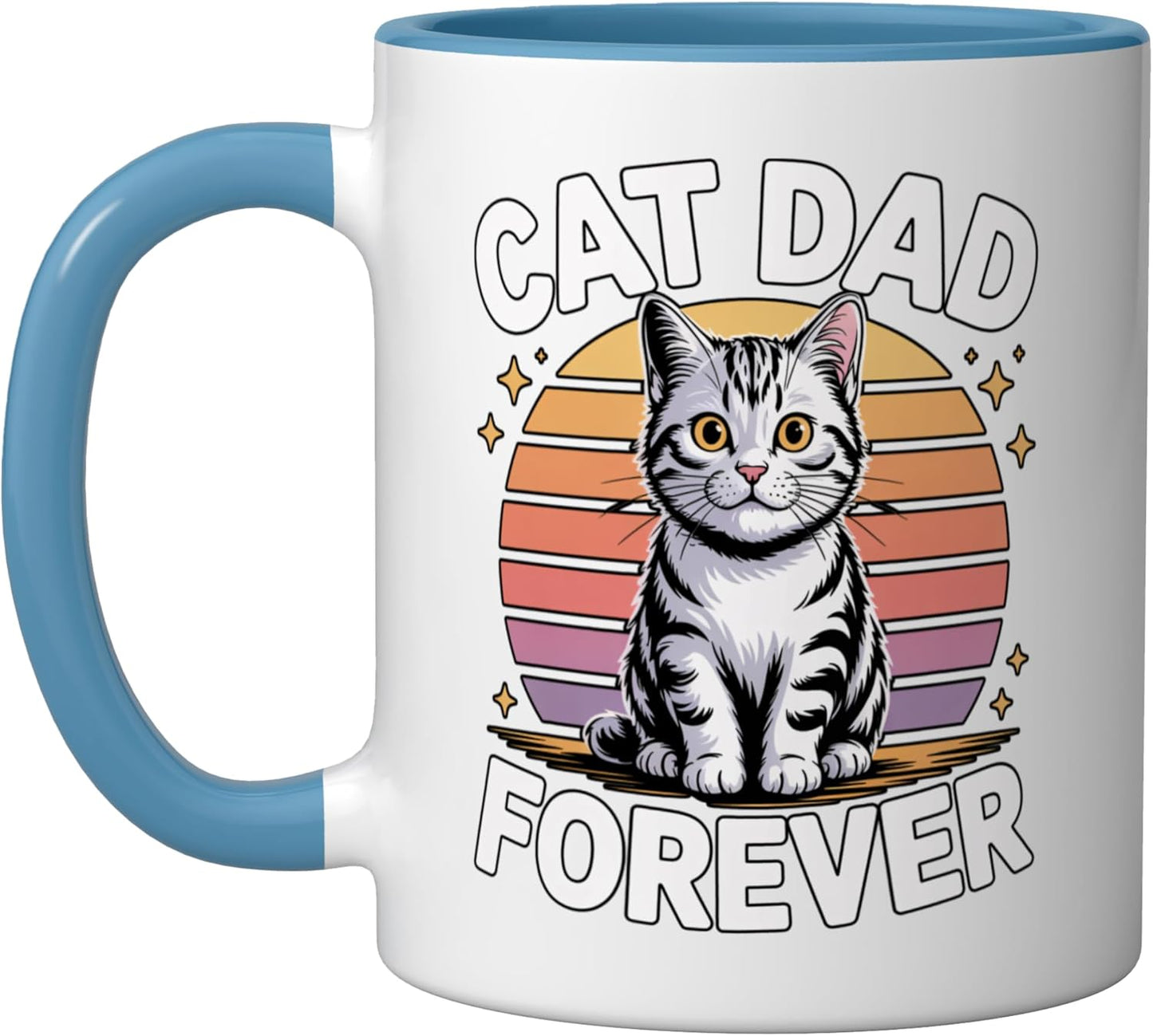 Taza Cerámica Cat Dad Forever Azul/Blanco