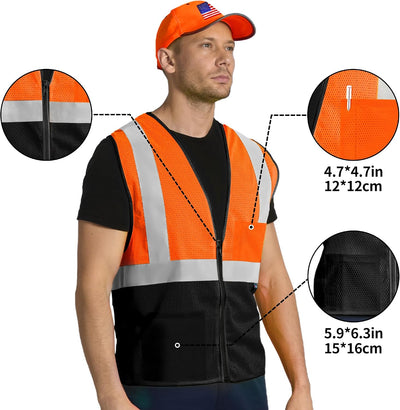 Chaleco seguridad reflectante malla 2 bolsillos ANSI/ISEA 107