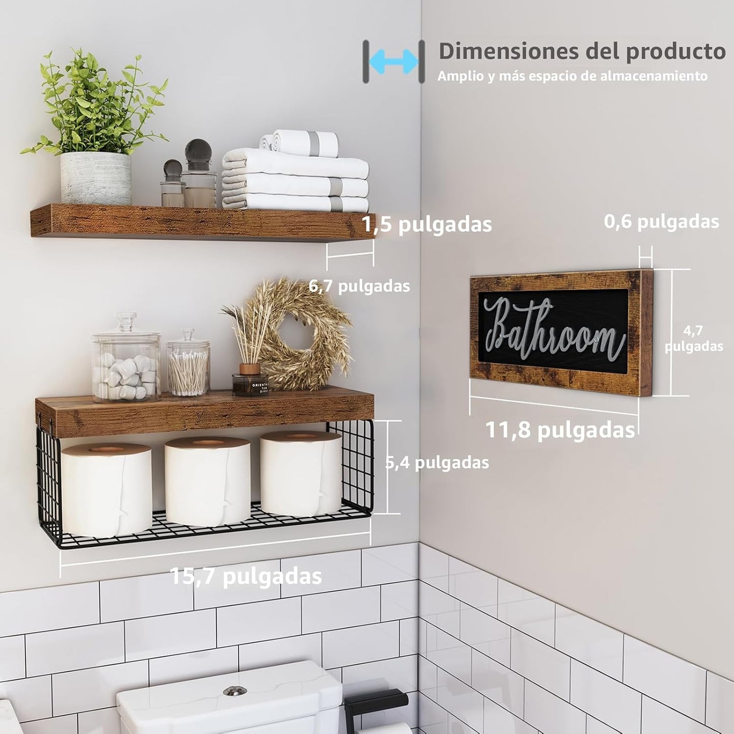 Estante baño sobre inodoro 21" almacenamiento decoración
