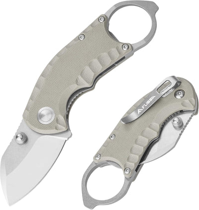 Cuchillo EDC plegable acero 8Cr13MoV mango G10 tan
