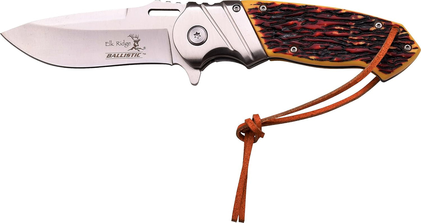 Cuchillo plegable acero inox 3.5pulg mango madera caza