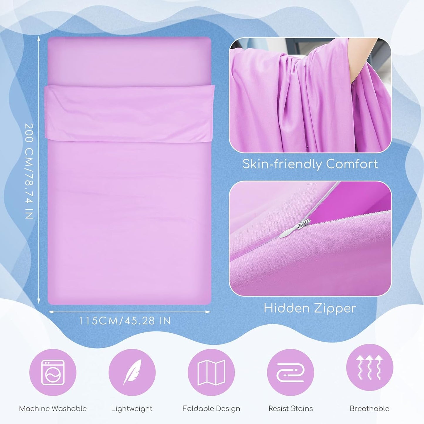 Saco dormir autobronceador reutiliz. transpirable