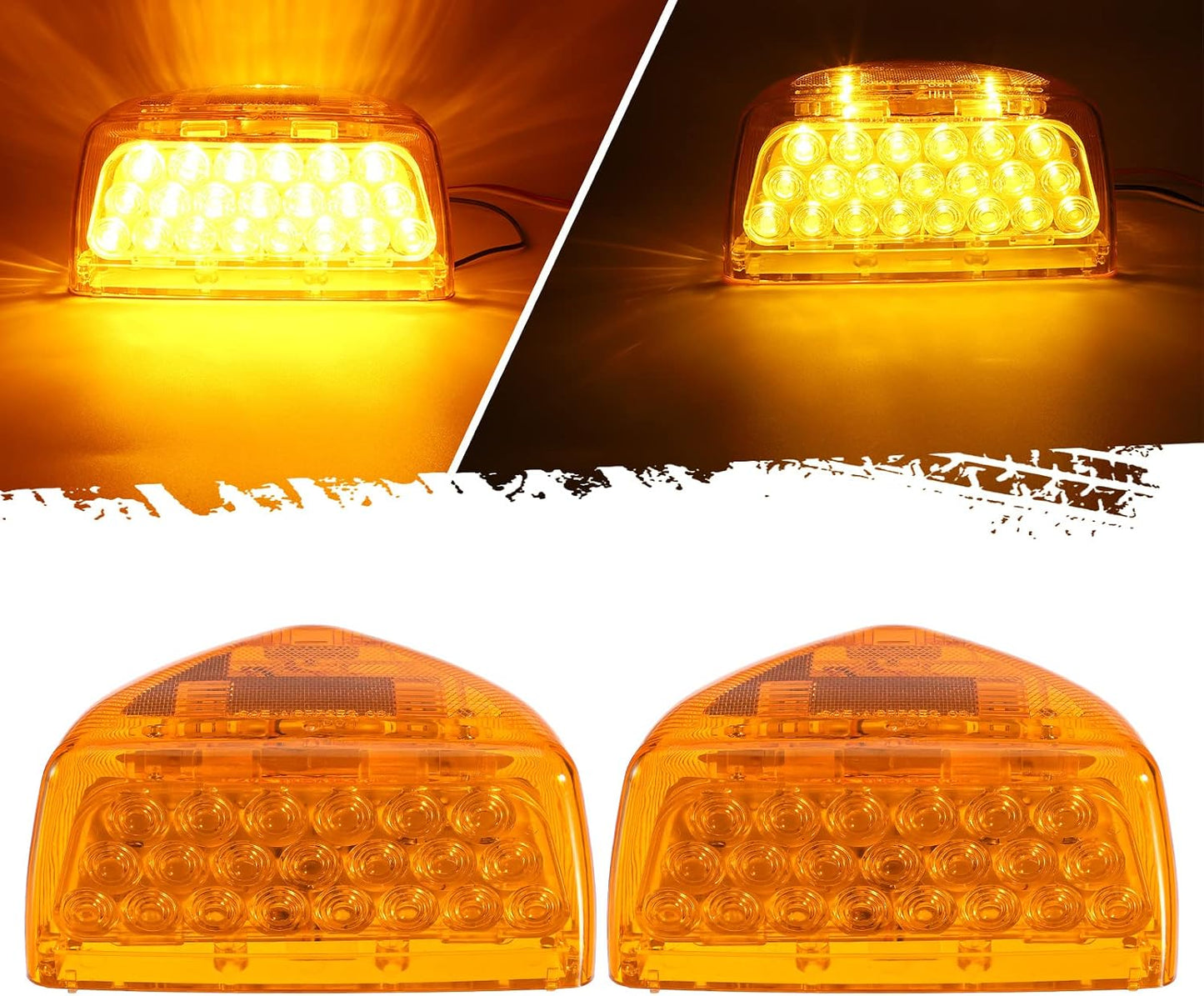 2 Luces LED Ámbar Intermitentes para Faros Peterbilt
