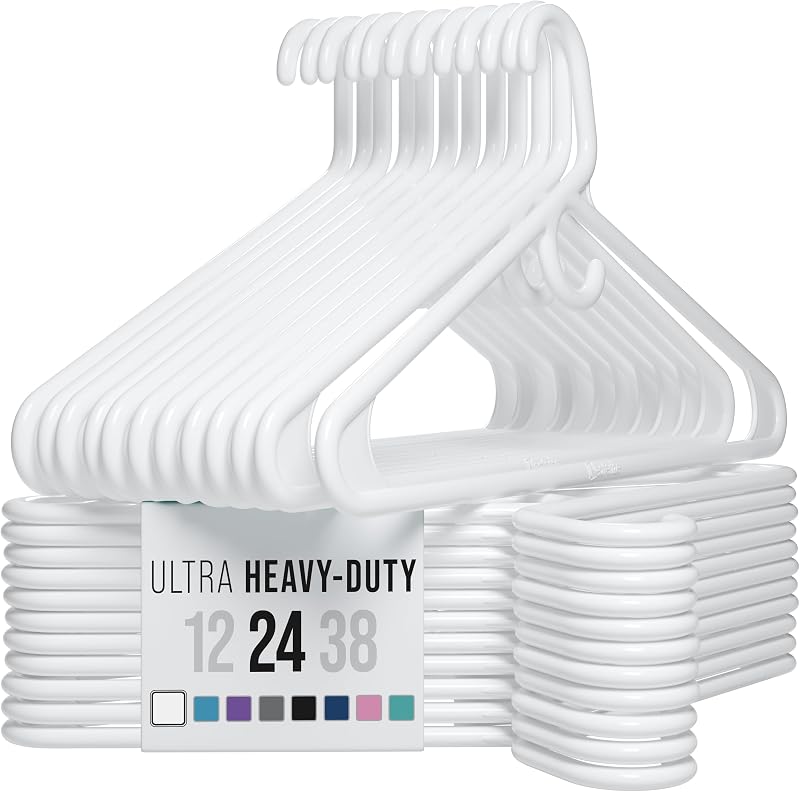 Perchas plástico duradero para abrigos trajes 24 pzas blanco