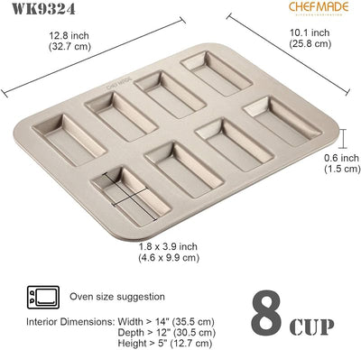 Molde tartas 8 cavidades antiadherente rectangular dorado