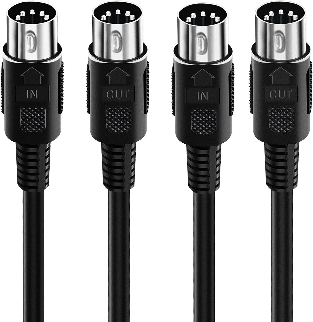 2 Cables MIDI 1.6ft Macho a Macho 5 Pines para Teclado