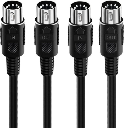 2 Cables MIDI 1.6ft Macho a Macho 5 Pines para Teclado