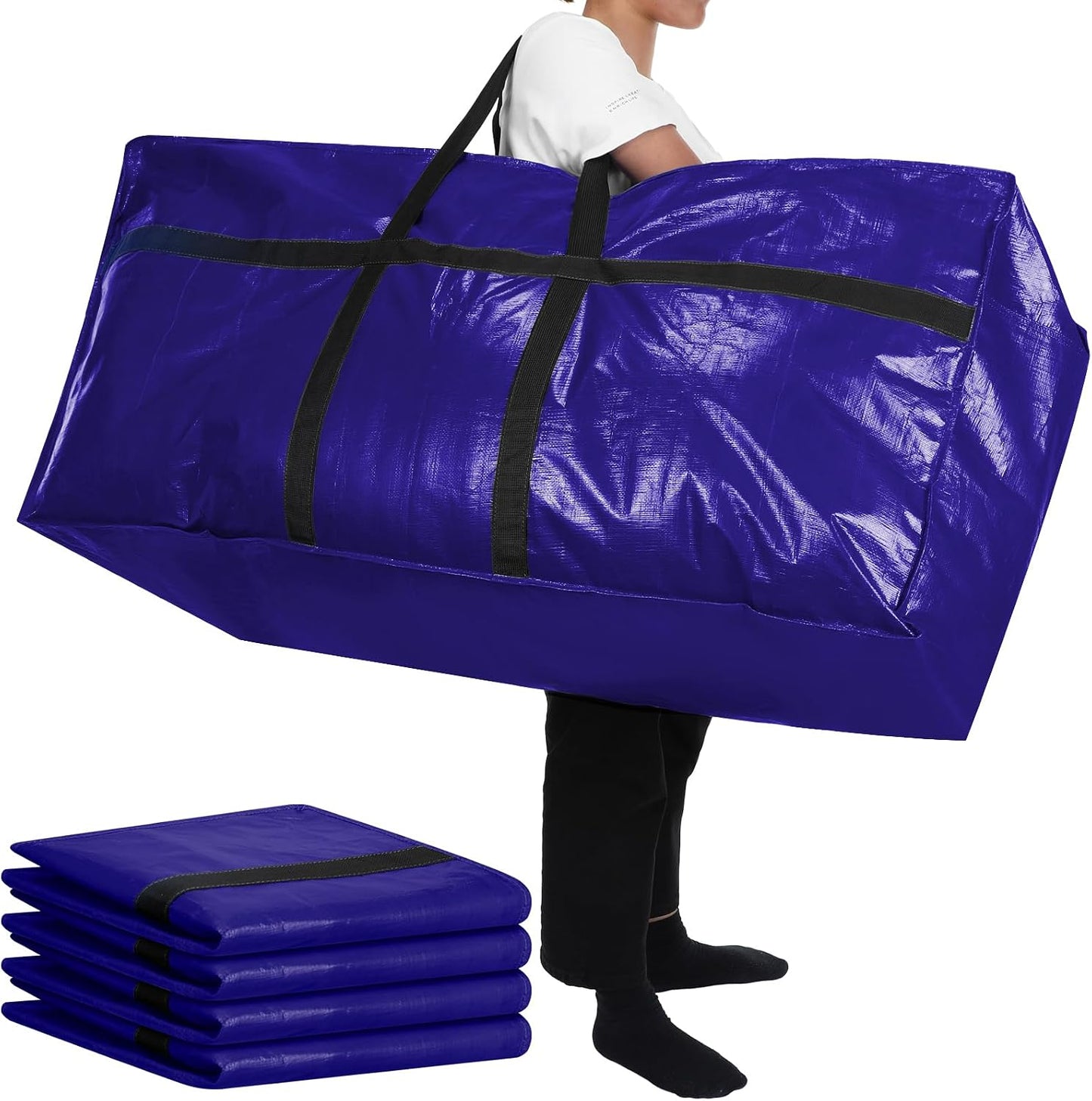 4 Pzas Bolsa Mudanza XXL 57gal Asa Cremallera Fuerte Azul