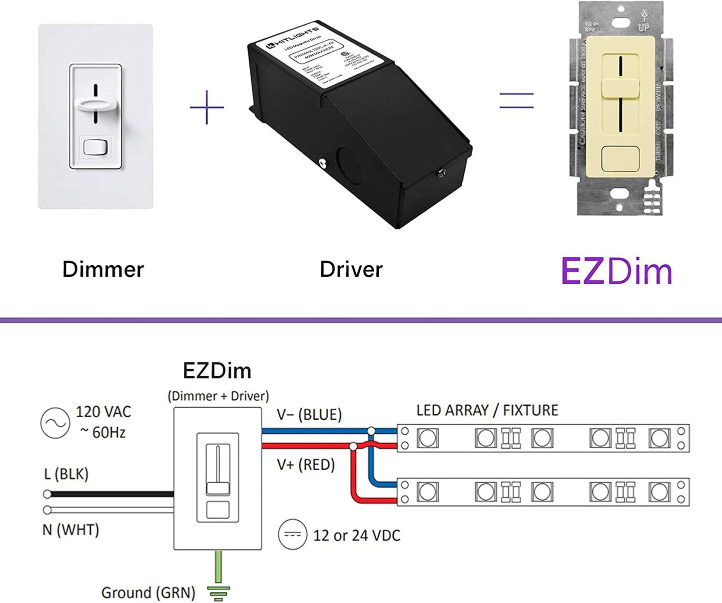 Interruptor regulador luz 12V CC 40W comp cinta UL
