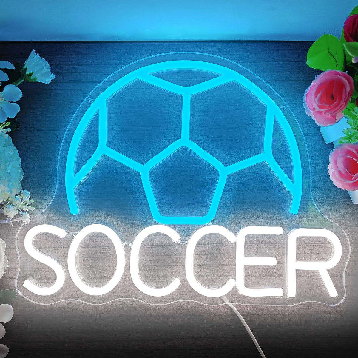 Letrero neón fútbol luces led dormitorio fiesta