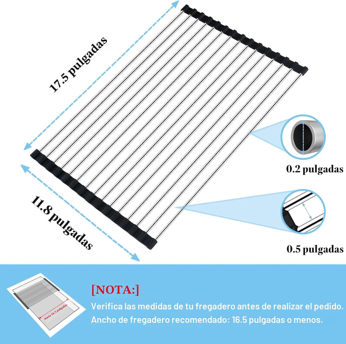 Escurridor platos acero inox plegable encimera