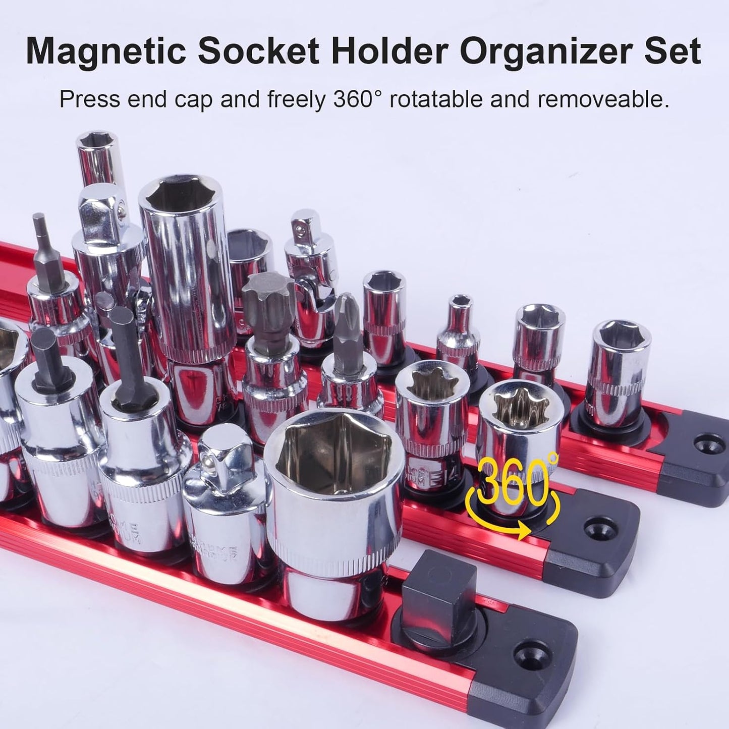 Juego soporte enchufe magnético 3/8pulg 14 clips 360° para garaje