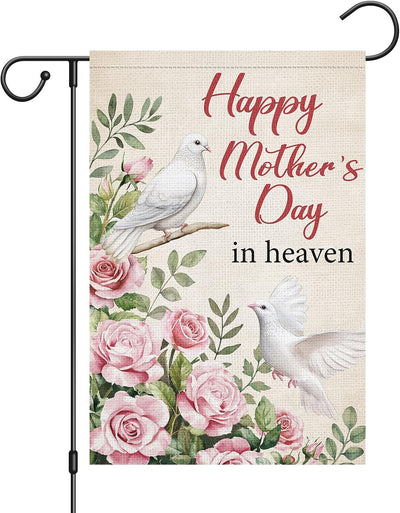 Bandera jardín día madre paloma blanca 12x18pulg doble cara floral
