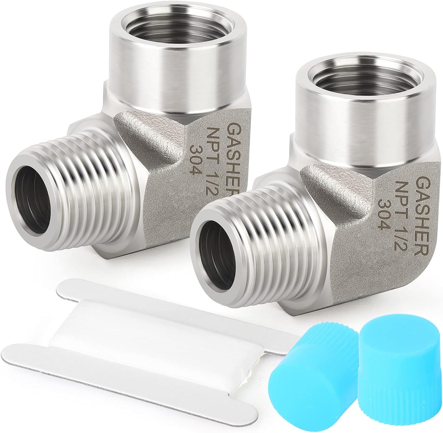 2 Pzas Codo 90° Acero Inox Tubo 1/2pulg Macho/Hembra