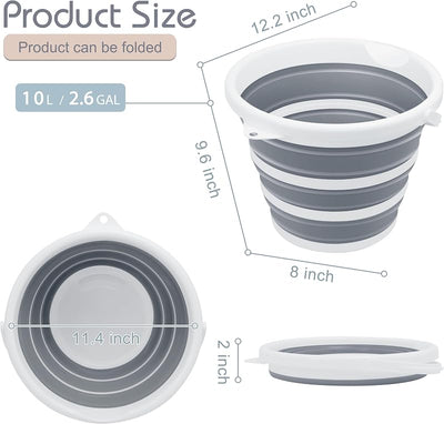 2 Cubos Plegables 10L para Limpieza Hogar Auto Camping