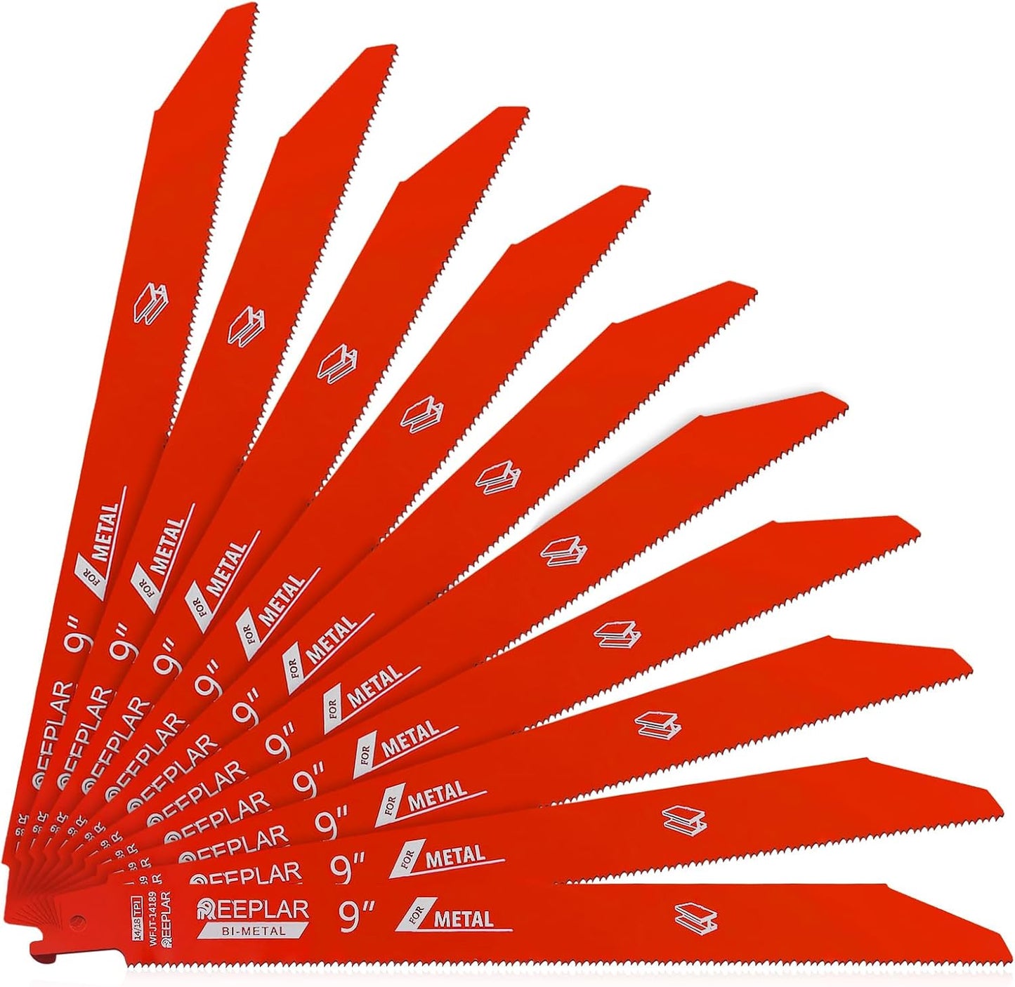 Paquete 10 hojas sierra recíproca 9pulg 14/18 TPI metales medianos