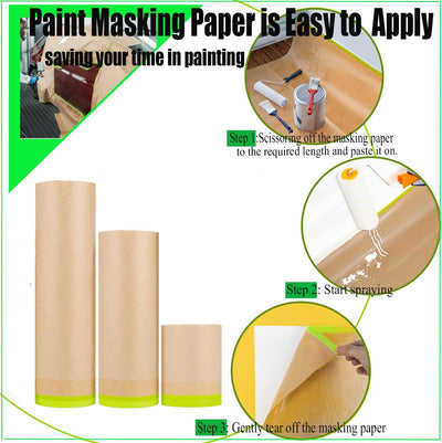 Papel enmascarar 6 rollos cinta pintura auto 6-18pulg