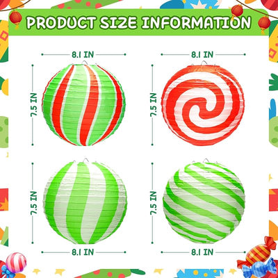 Linternas papel coloridas 8pzas decoración fiesta Candyland