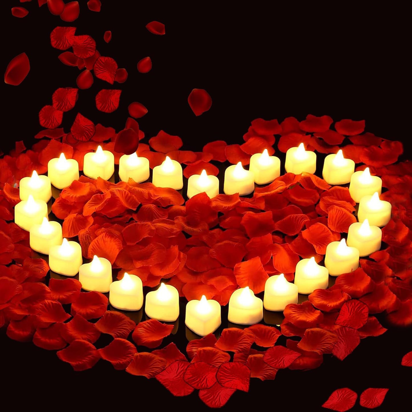 2000 Pétalos Rosa con Velas LED Té San Valentín