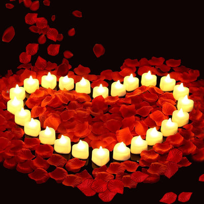2000 Pétalos Rosa con Velas LED Té San Valentín