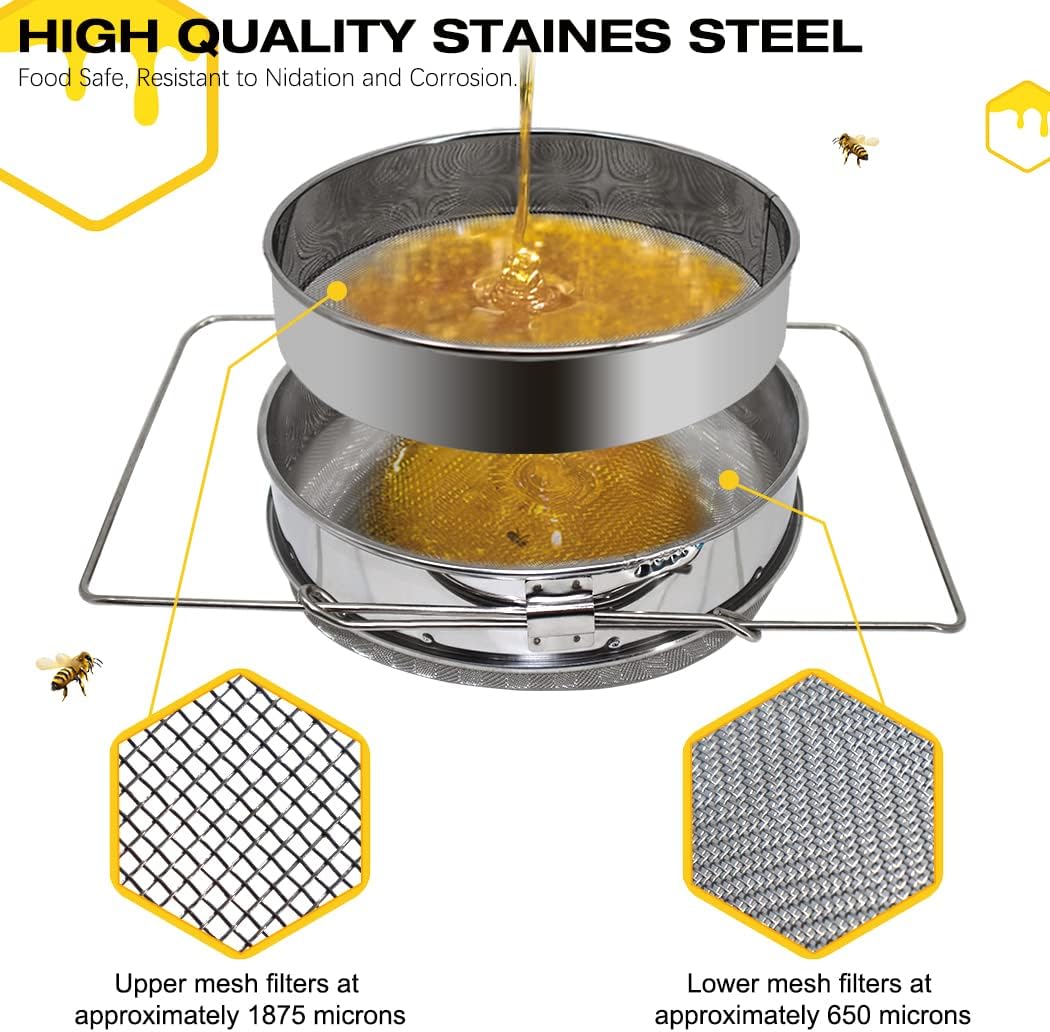 Kit cosecha miel doble tamiz acero inox 5 pzas