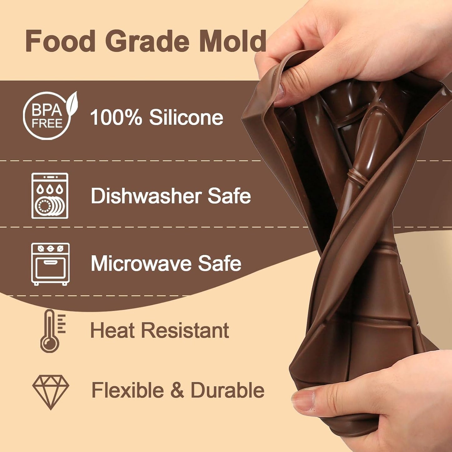 Molde silicona barra chocolate 1pulg 3 cavidades