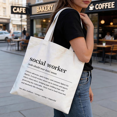 Bolso tote canvas para trabajadores sociales regalo grande reutilizable