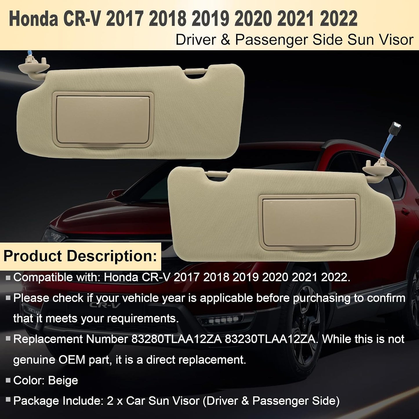 Parasol lateral Honda CRV con luz color beige