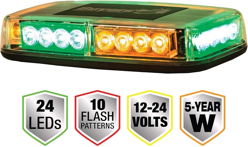 Barra LED rectangular 11pulg color ámbar/verde