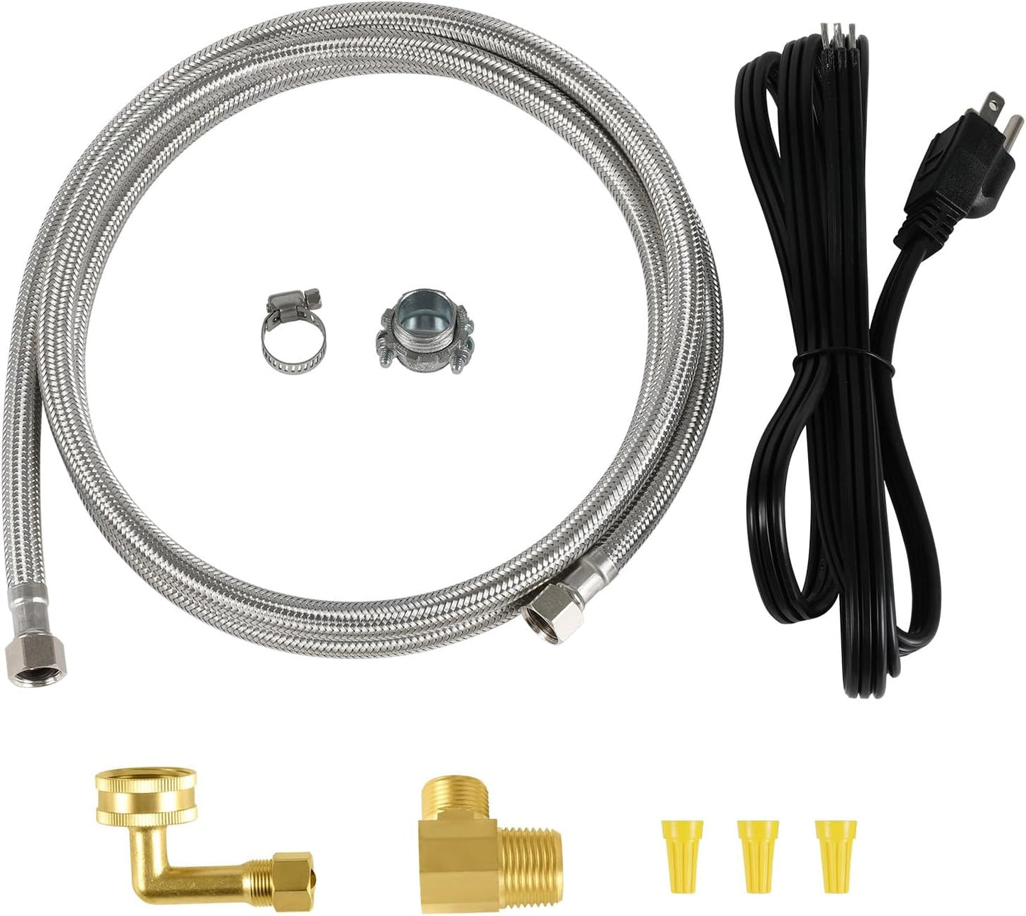 Kit instalación lavavajillas manguera acero inox 6ft adaptador 3/8pulg