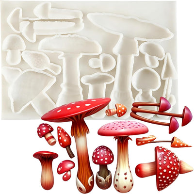 Molde de silicona de hongos 3D para fondant y decoración de pasteles