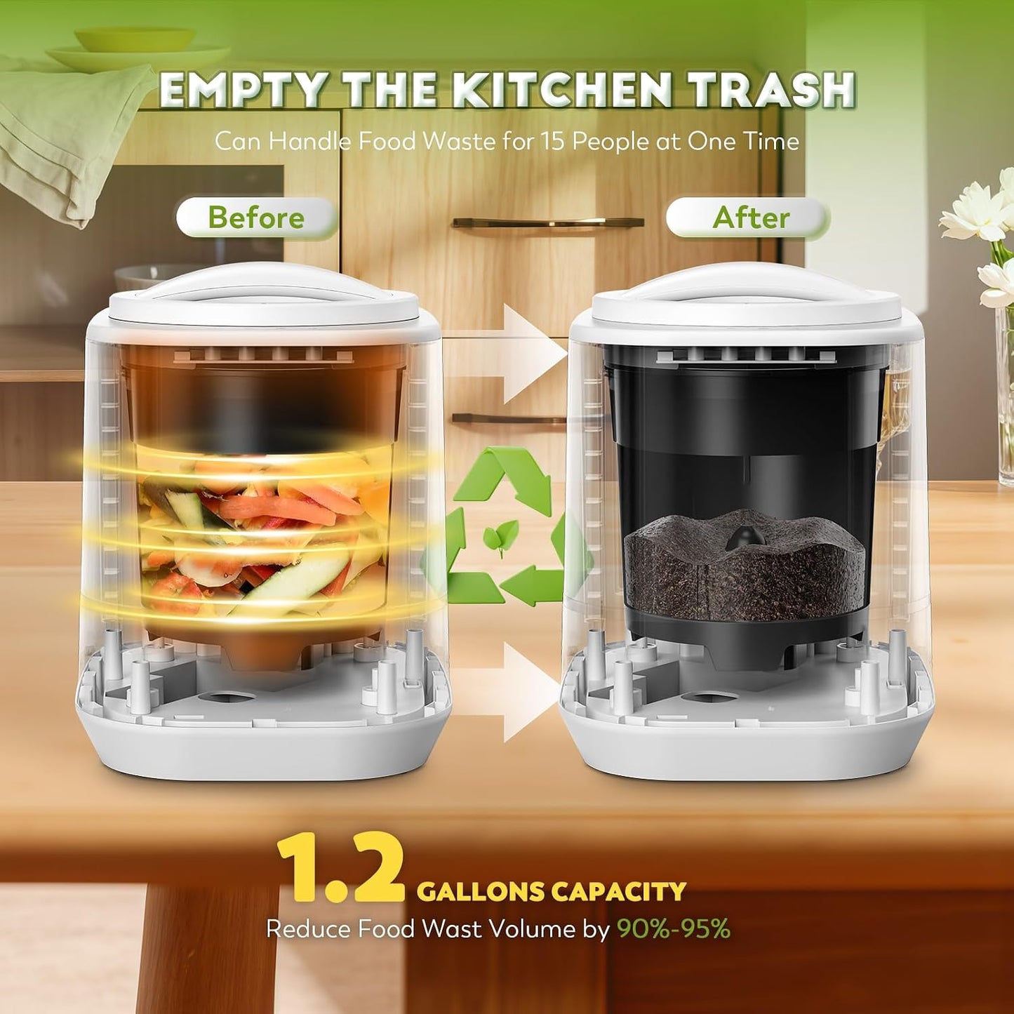 Compostador eléctrico cocina 2 filtros carbono