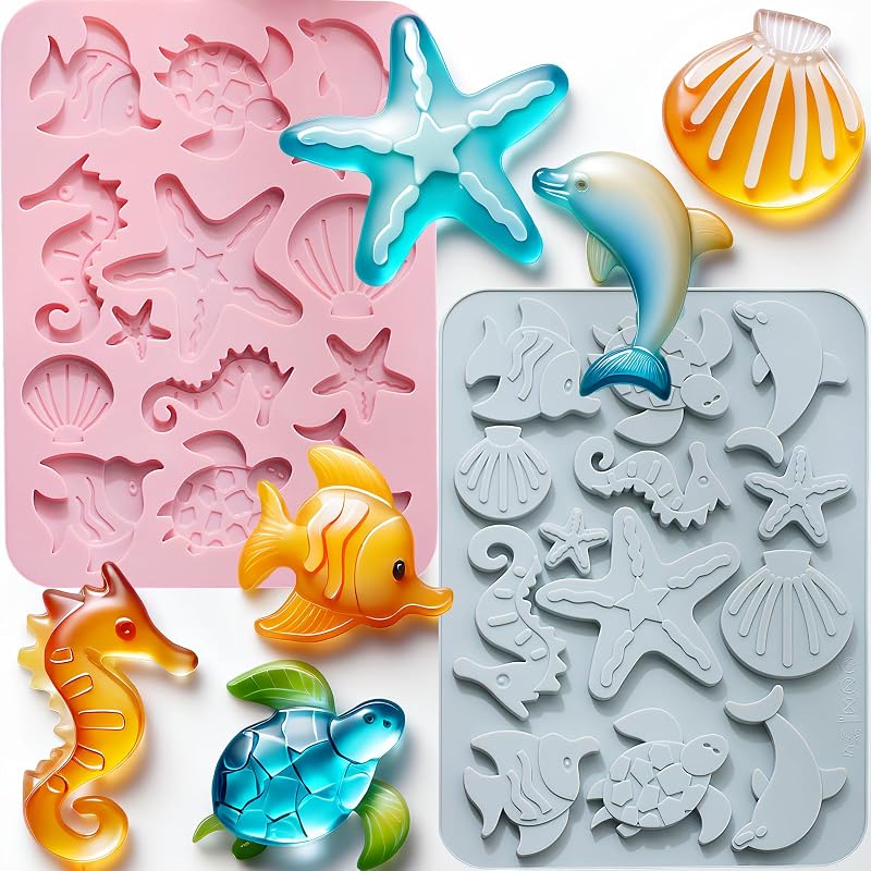 2 Moldes Silicona Temática Marina para Tartas y Decoración