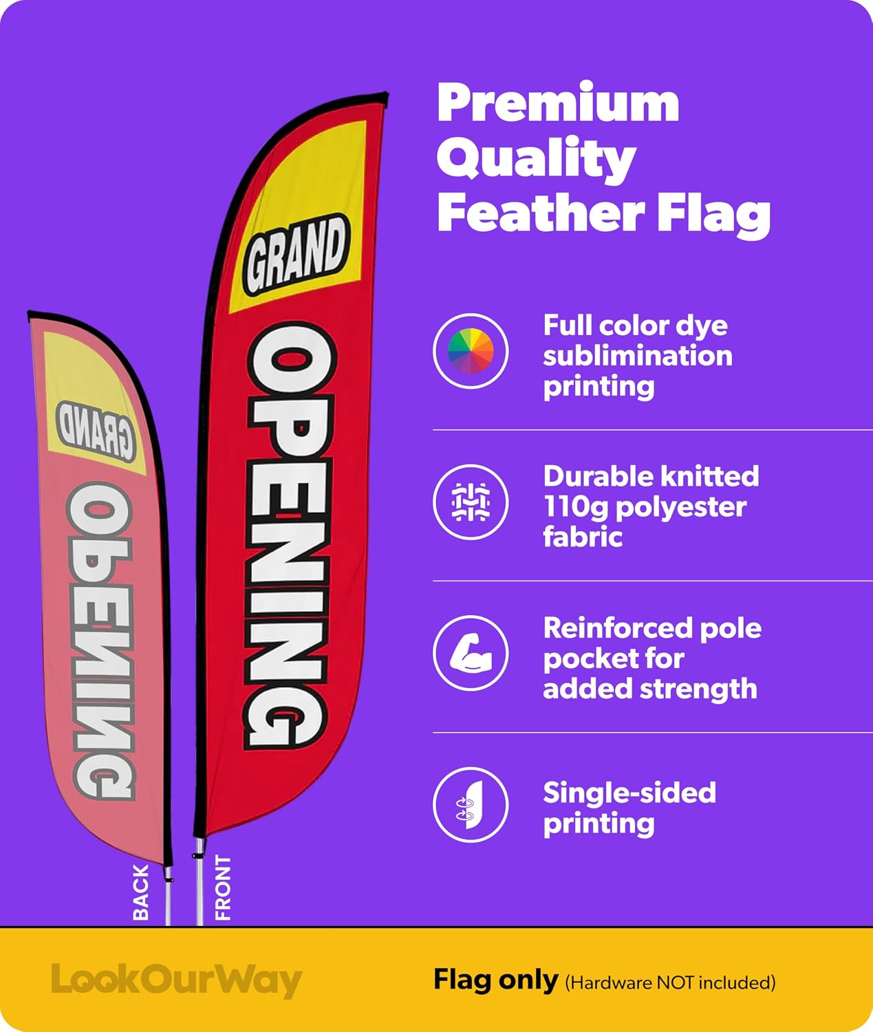 Bandera de plumas 12ft rojo sin poste gran apertura