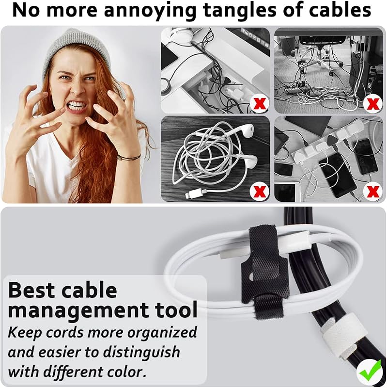 70 Pzas Bridas Cable Reutilizables Negro Blanco