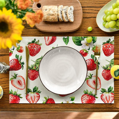 Set 4 Manteles Frutas y Fresas 12x18pulg Temporada Primavera