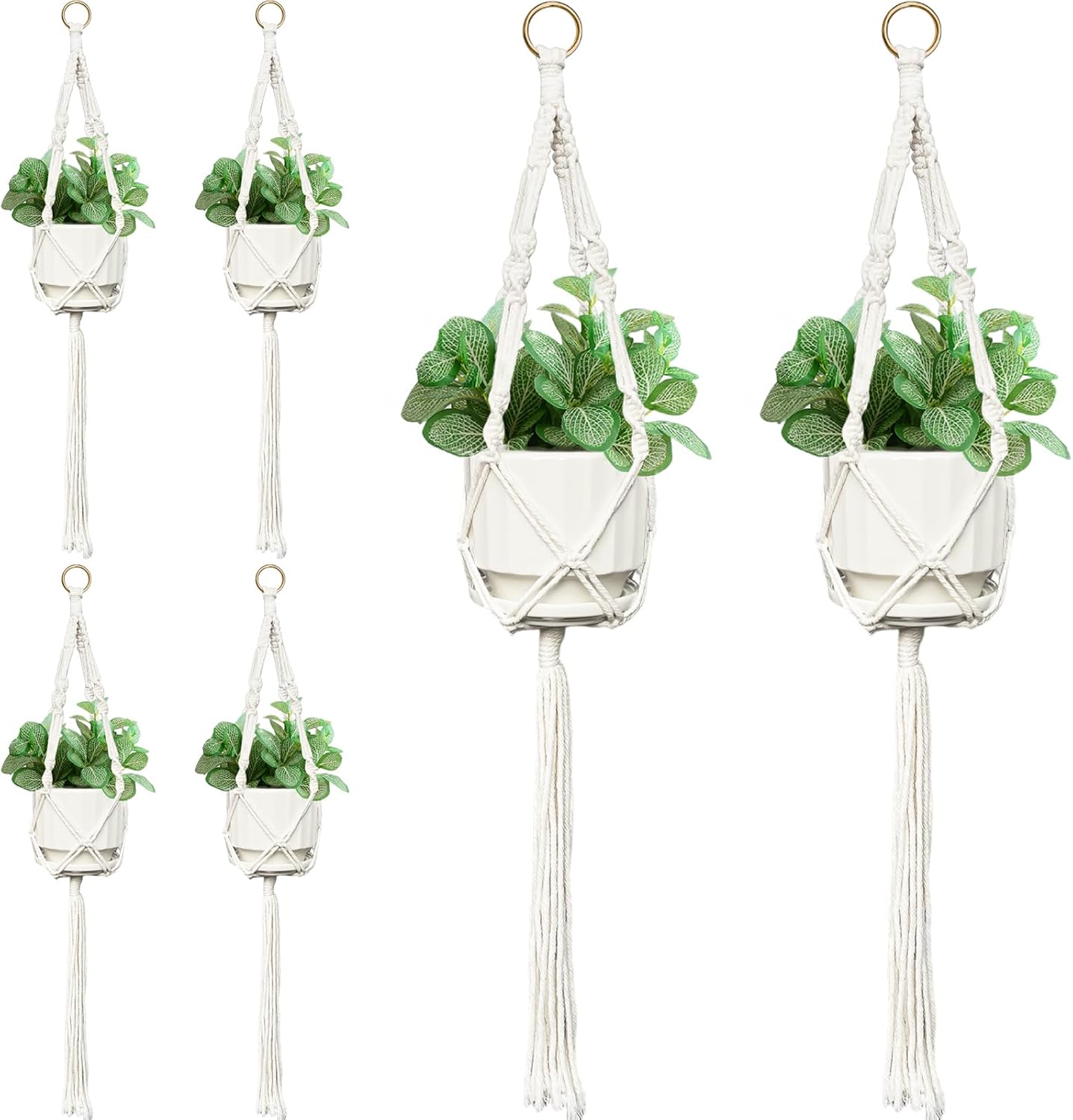 Colgador pared macramé blanco 35pulg set 6