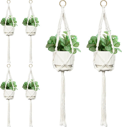 Colgador pared macramé blanco 35pulg set 6