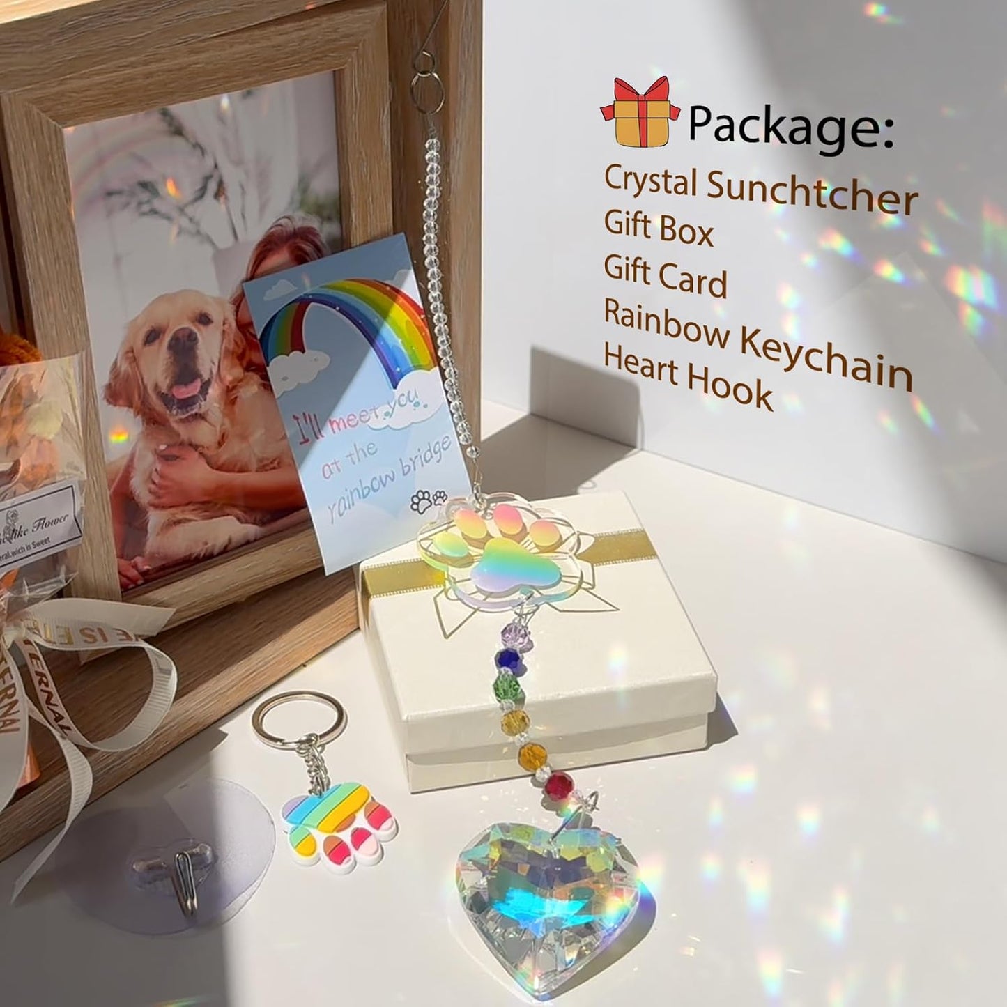 Atrapasoles arcoíris para perros recuerdo de mascotas