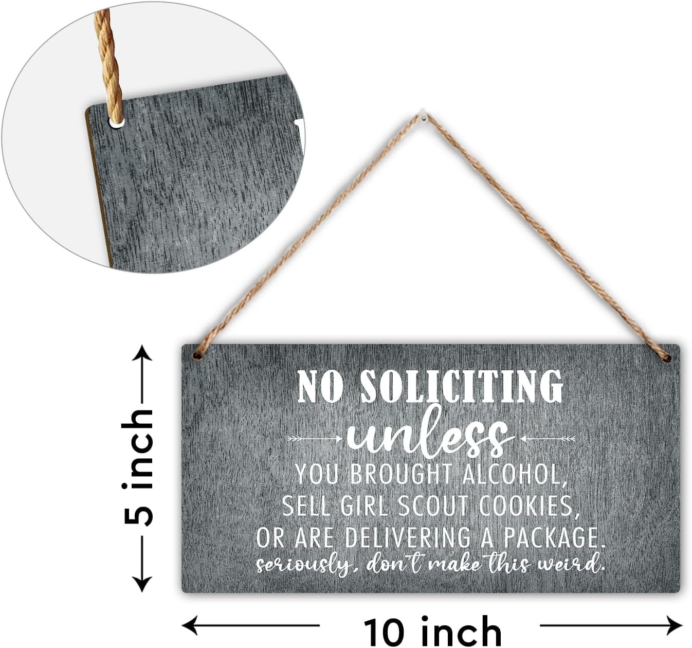 Cartel No Soliciting de madera para puerta vintage